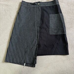 Noir Contemporain Korean Brand Black and White Asymmetrical Skirt